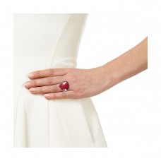 Ruby heart sterling silver pave set cz ring